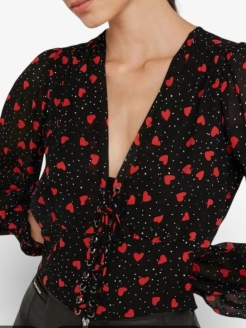 The Kooples Women's Black Heart Blouse
